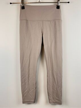 Athleta Transcend 7/8 Leggings Taupe Beige High Rise Size Small